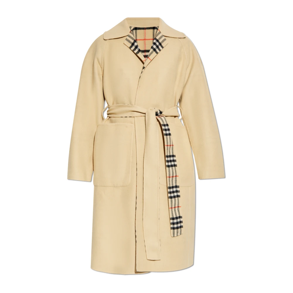 Burberry Wollen jas met riem Beige Dames