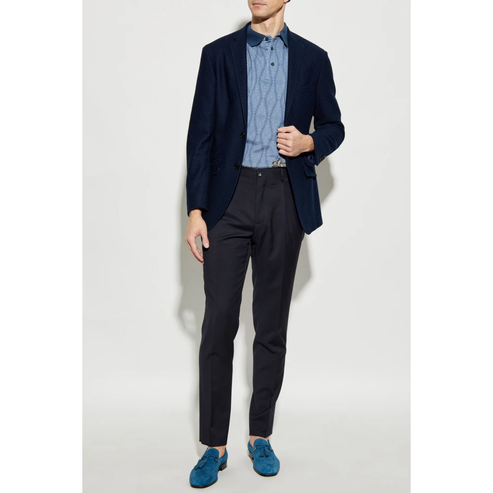 ETRO Polo met decoratieve print Blue Heren