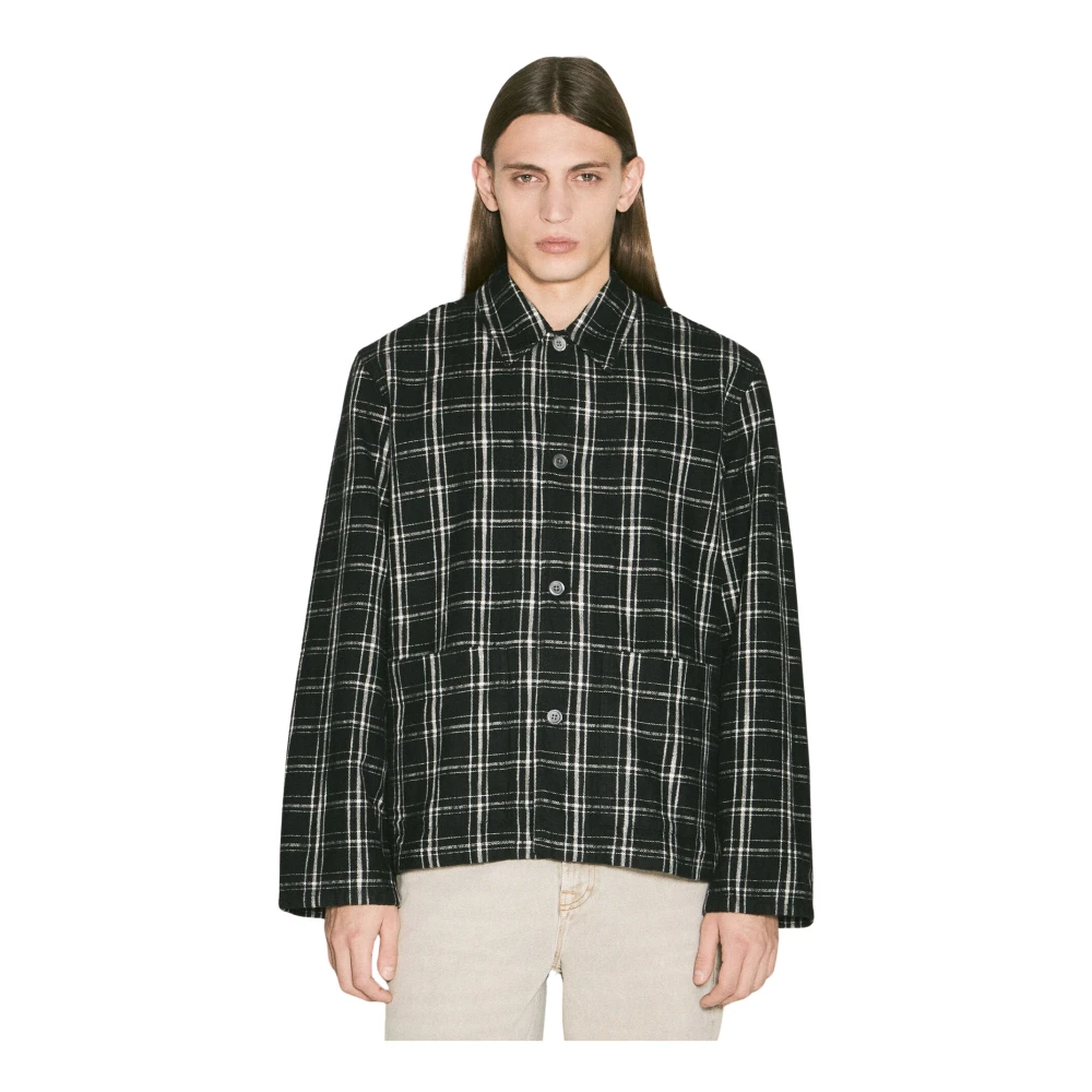 Our Legacy Geruite Katoenen Overshirt Black Heren