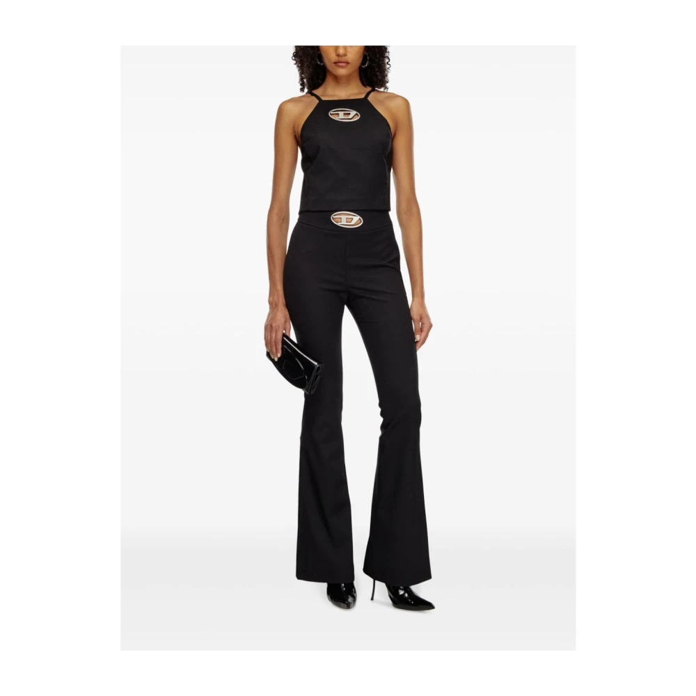 Diesel Rugloze wollen keper top met metalen plaquette Black Dames