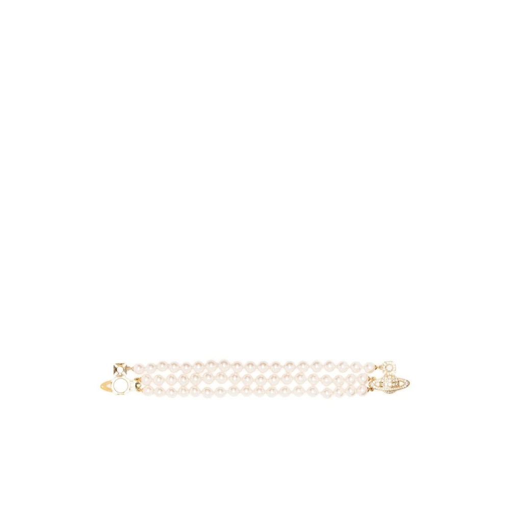 Vivienne Westwood Women's Beige Orb-Plaque Double Pearl Bracelet - Bracelets - One Size - Accessories