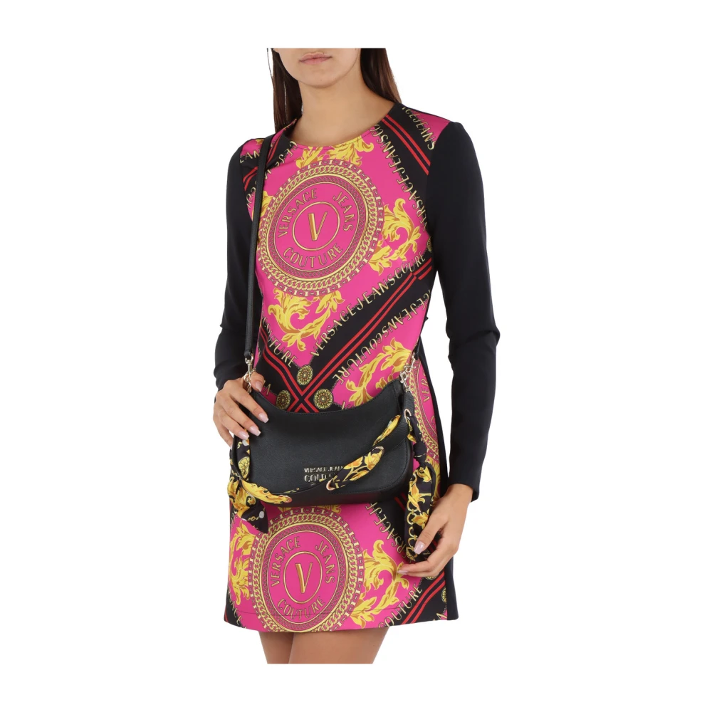 Versace Jeans Couture Saffiano Schoudertas met Decoratieve Sjaal Black Dames