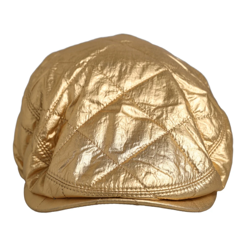 Dolce & Gabbana Men Gold Wide Quilted Newsboy Capello Hat - 59 cm|L - Image 2