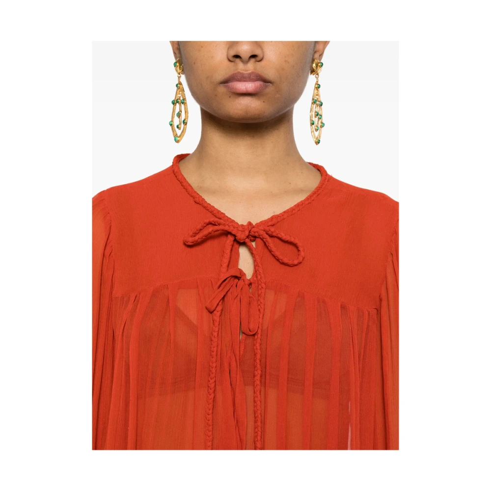 Isabel marant Rode Geplooide Top Met Lange Mouwen Red Dames
