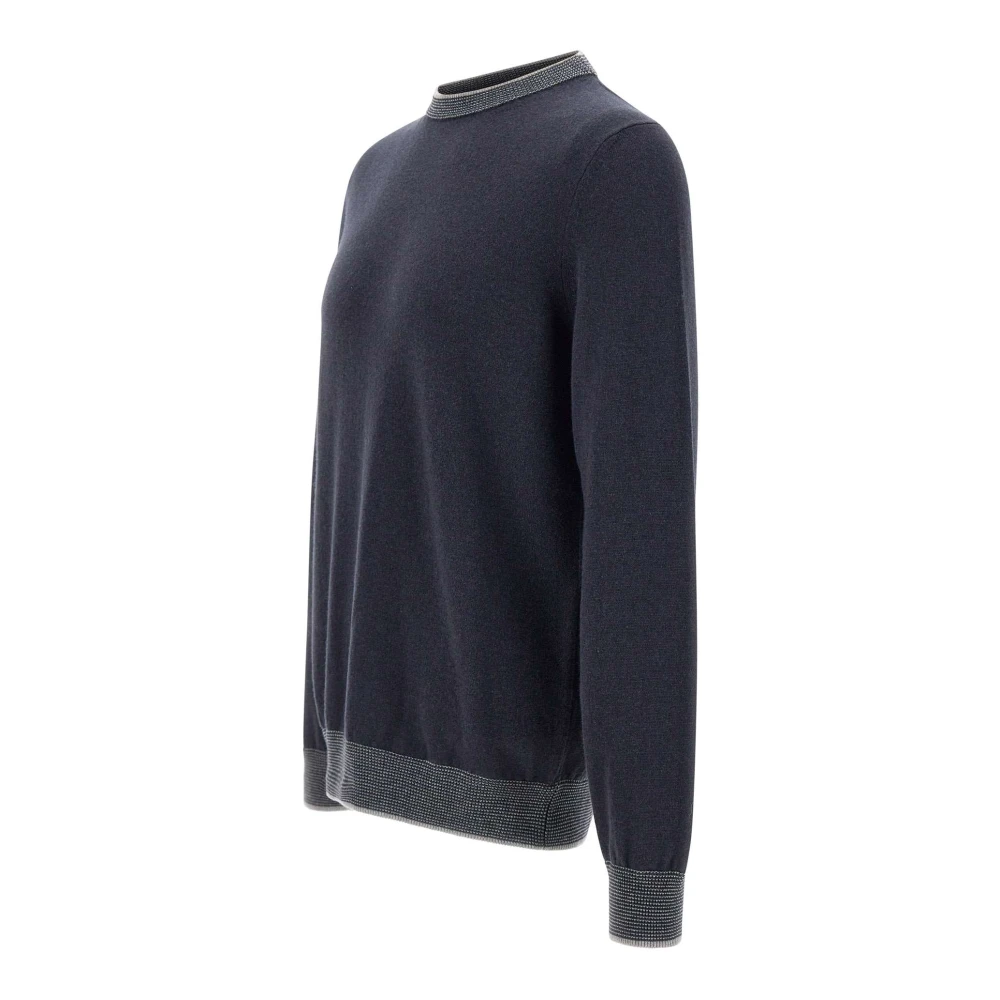 PESERICO Heren Wol Zijde Kasjmier Trui Blauw Blue Heren