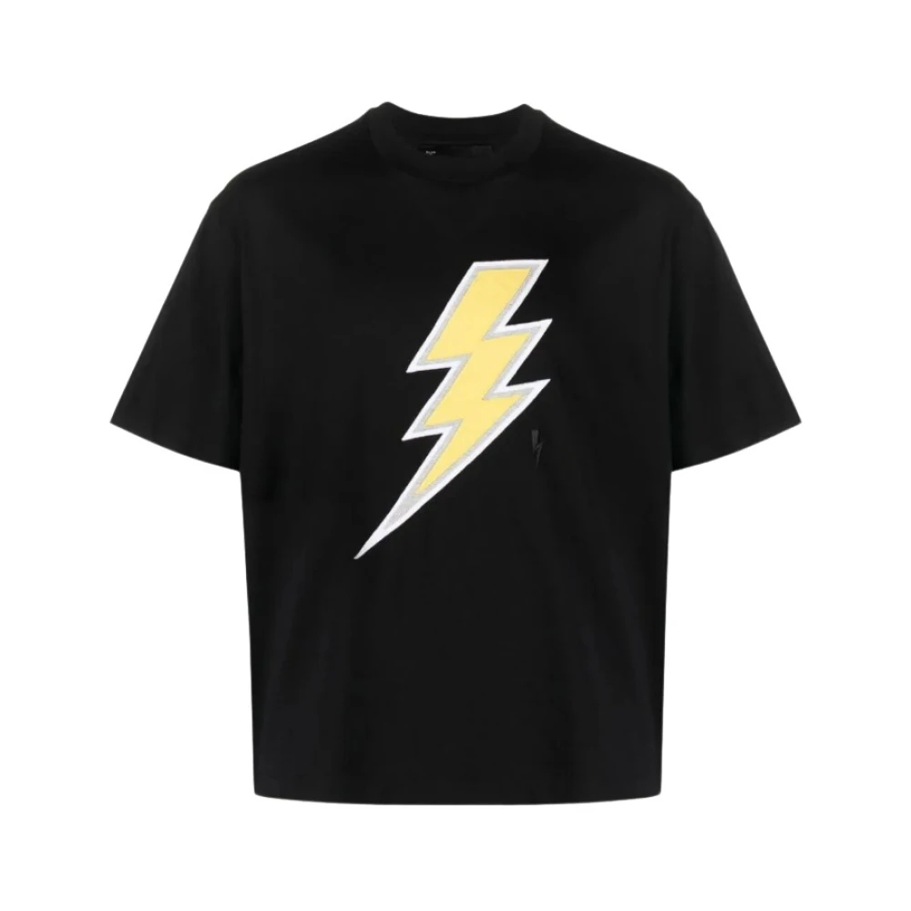Neil Barrett MultiColour Thunderbolt Print Katoenen T-shirt Black Heren