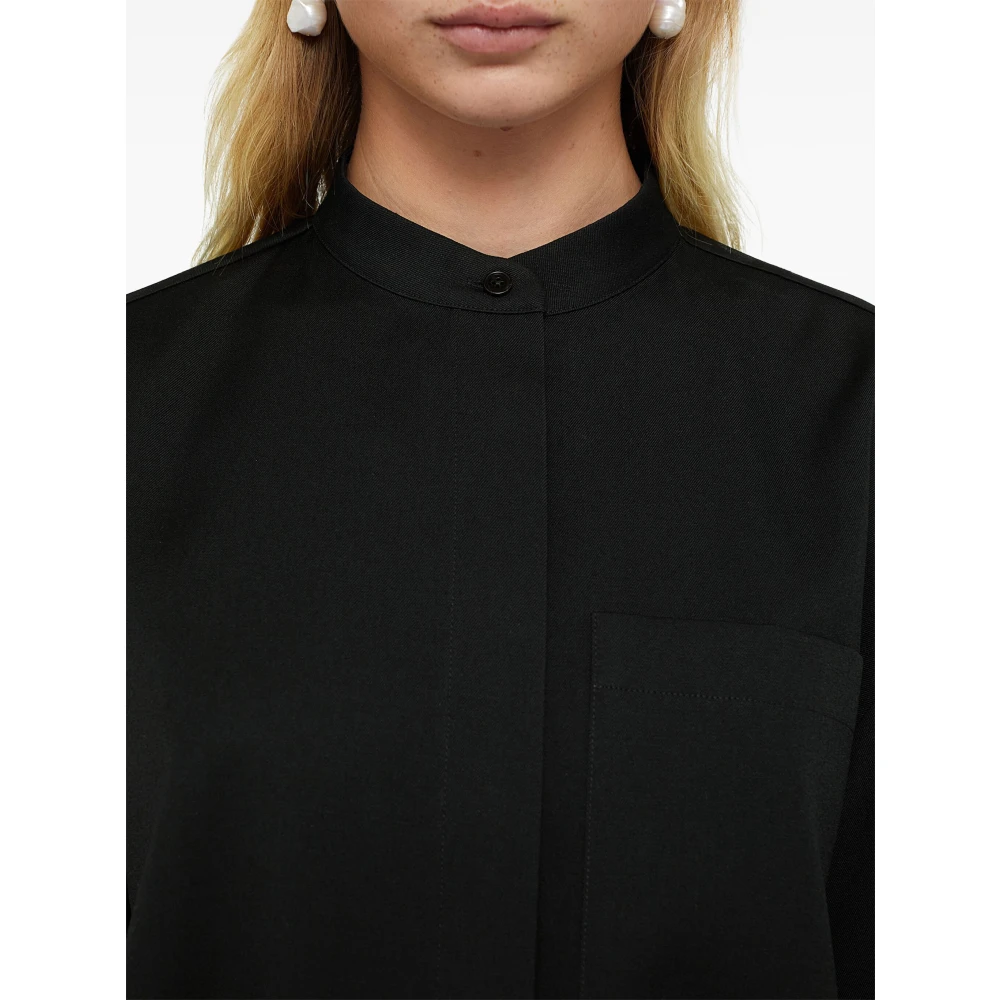 Jil Sander Zwarte Wollen Oversized Shirt Black Dames