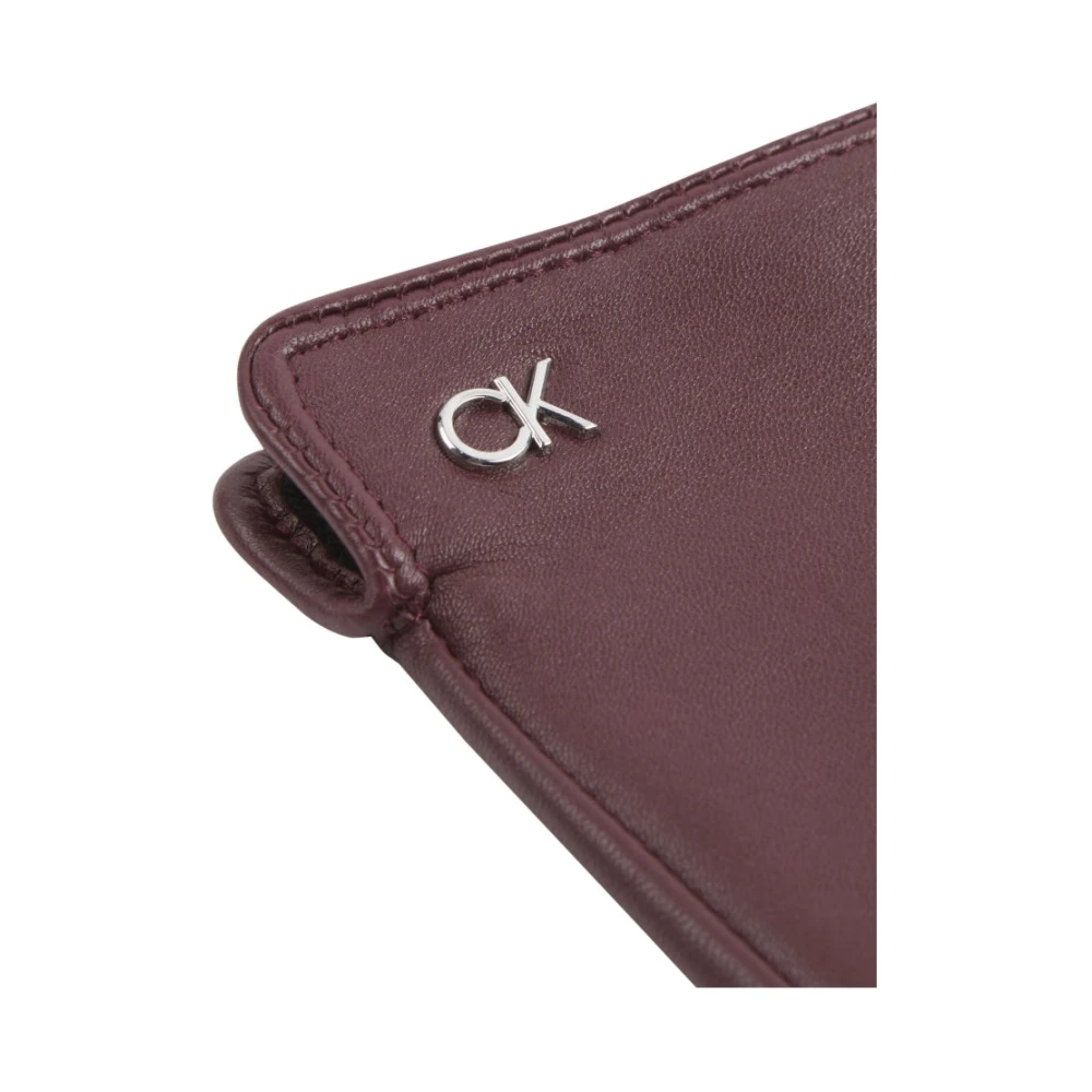 Calvin Klein Rode Leren Handschoenen voor Vrouwen Red Dames