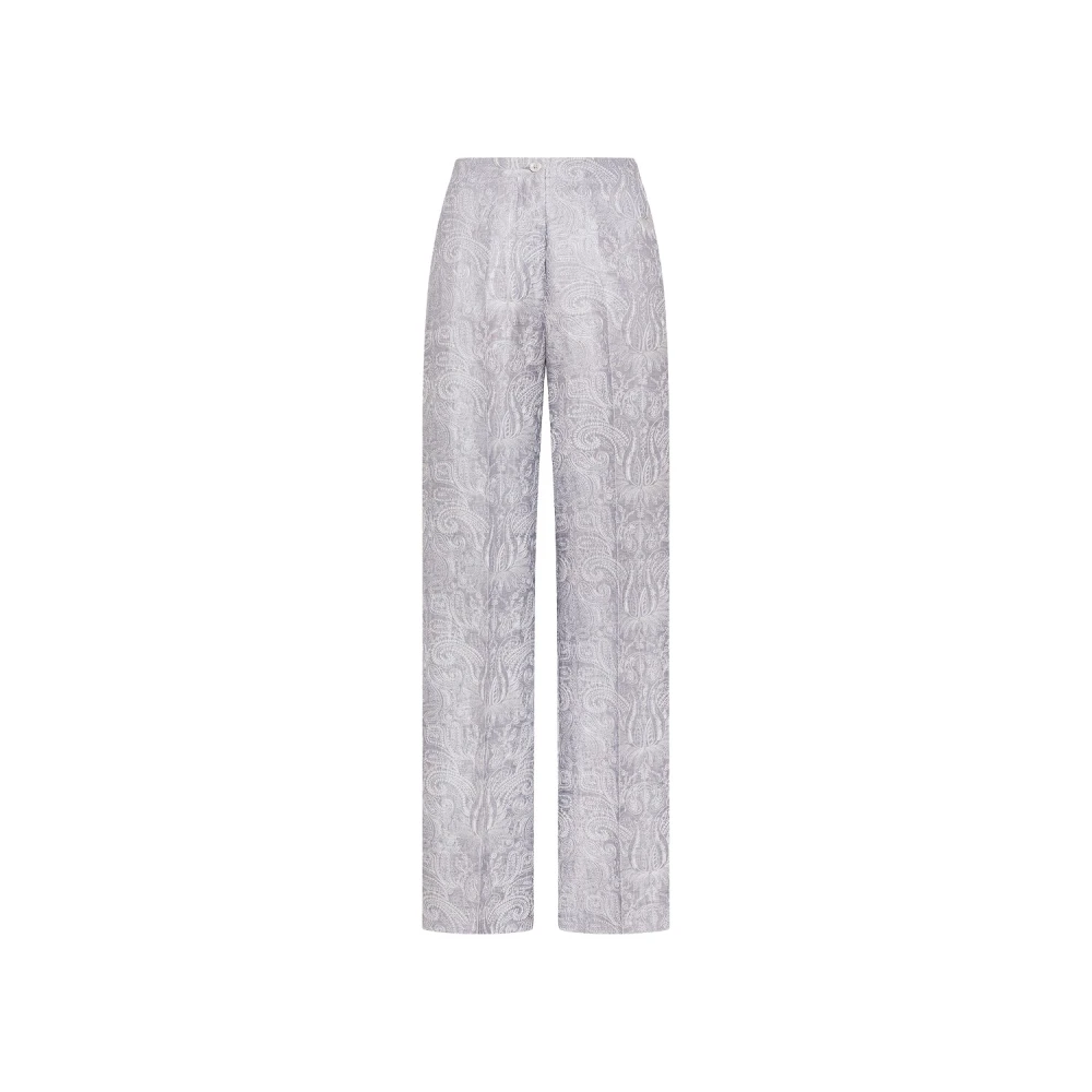 Seventy Blue Pantalone In Organza Ricamato - Female - Wide Trousers - S - Trousers