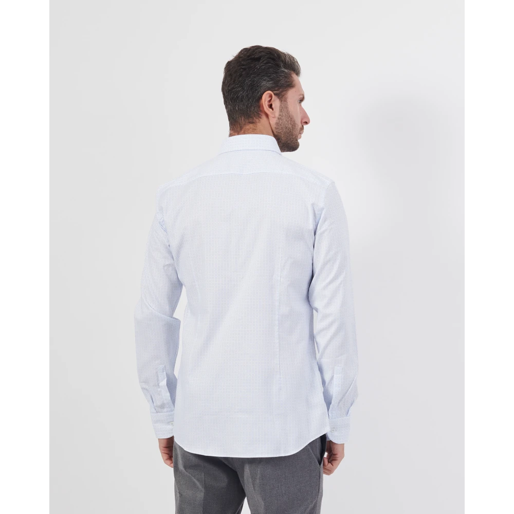 Hugo Boss Blauw Katoenen Overhemd met Micro Patroon Blue Heren