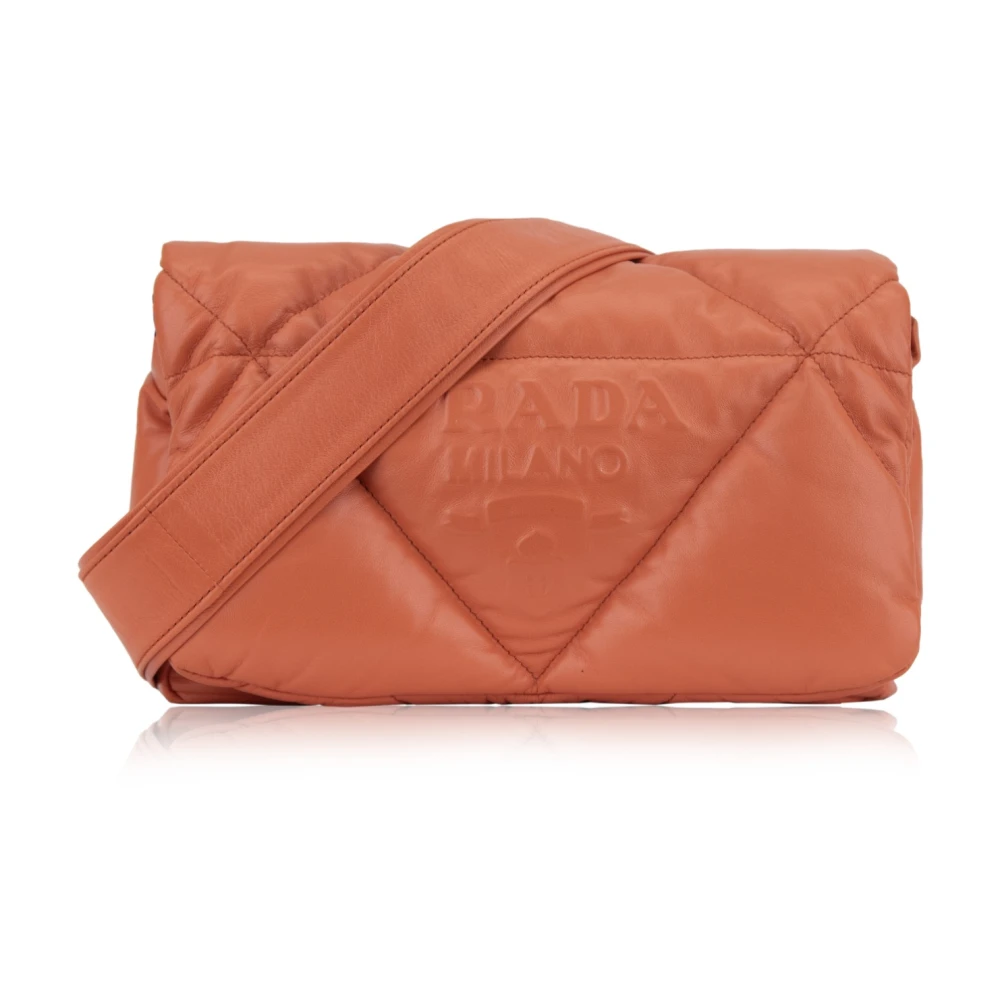 Prada Women's Orange Quilted Leather Shoulder Bag