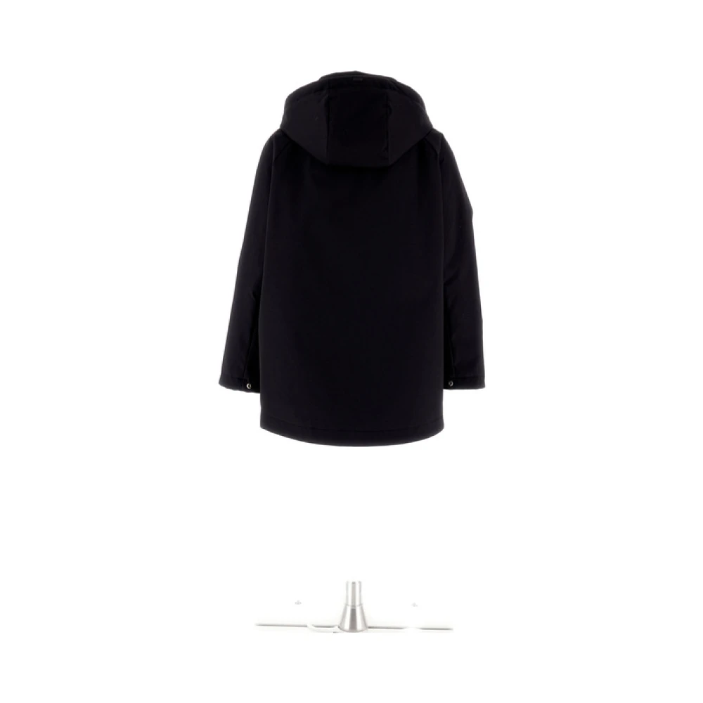 Herno Asymmetrische Gelamineerde Parka Black Dames