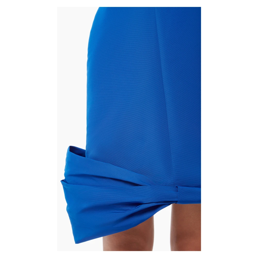 Nina Ricci Blauwe Taffeta Strik Peplum Midi Rok Blue Dames
