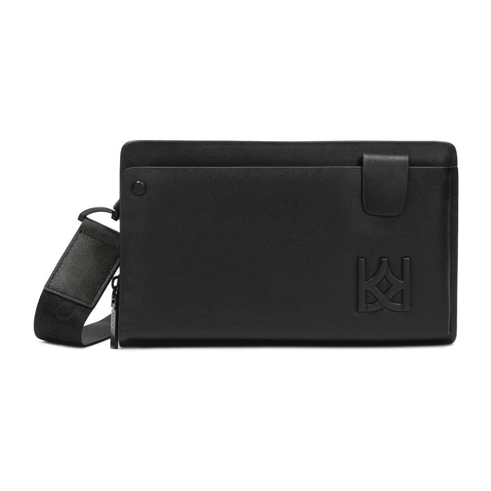 Kazar Zwarte leren heren zakje met riem Black Heren