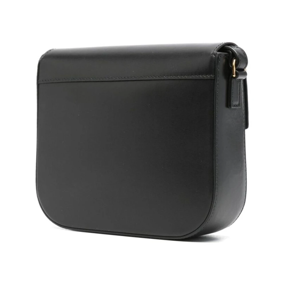 DeMellier Zwarte leren schoudertas met goudkleurige hardware Black Dames