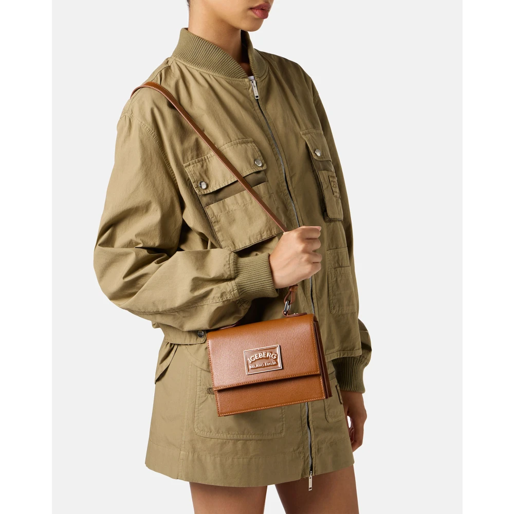 Iceberg Mini handtas met bovenhandvat in coccio-gekleurd Saffiano leer Brown Dames