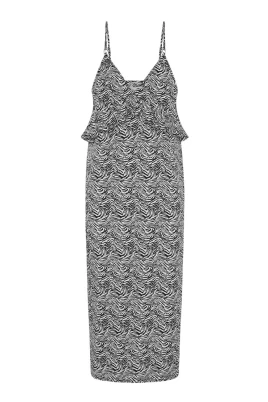 Zebra Print Midi Klänning med Slits
