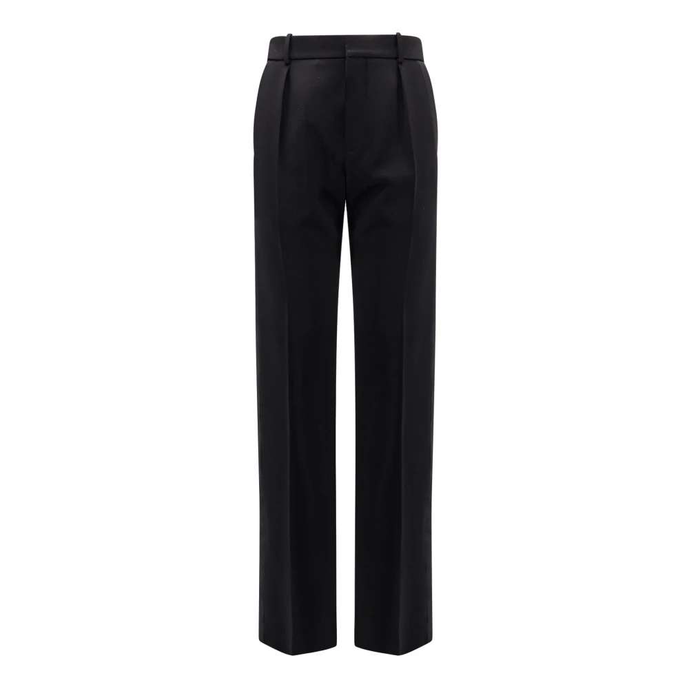 Saint Laurent Men's Black Straight Trousers, M, Wool Hook Zip Trousers