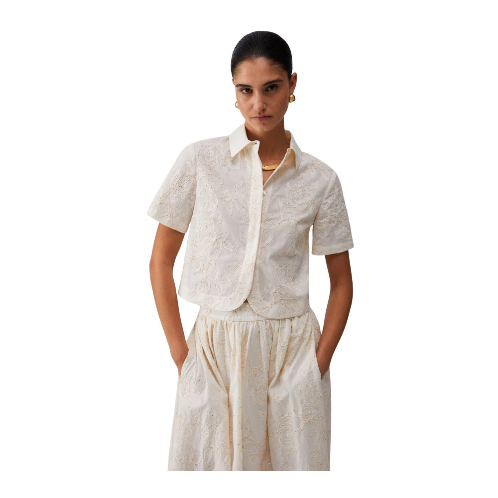 Liu Jo Femme Blanc Blouses Et Chemises, Taille: 38 Fr Camicia Ts M/L Natural Flower Sequi