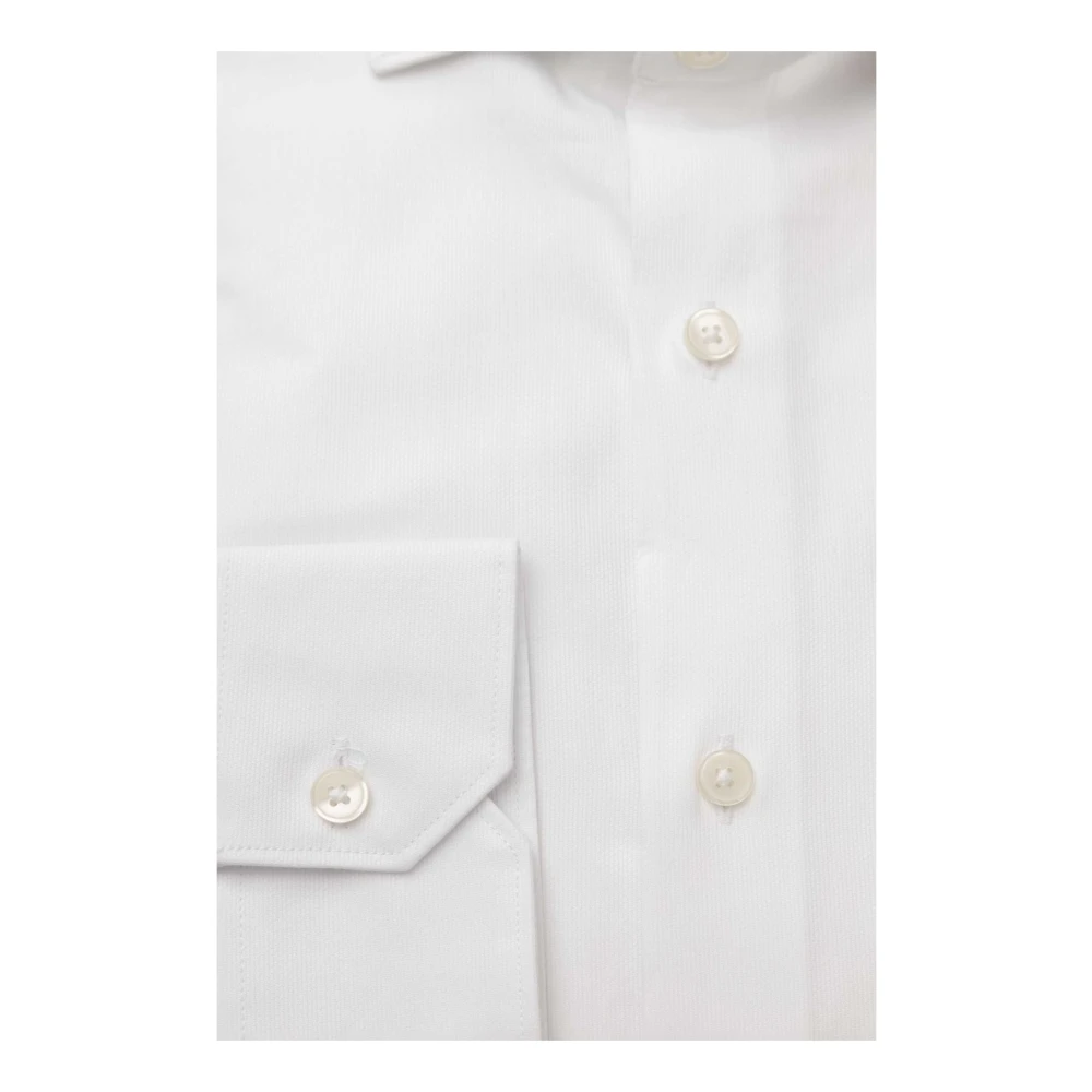 Bagutta Heren Katoenen Overhemd Effen Kleur White Heren