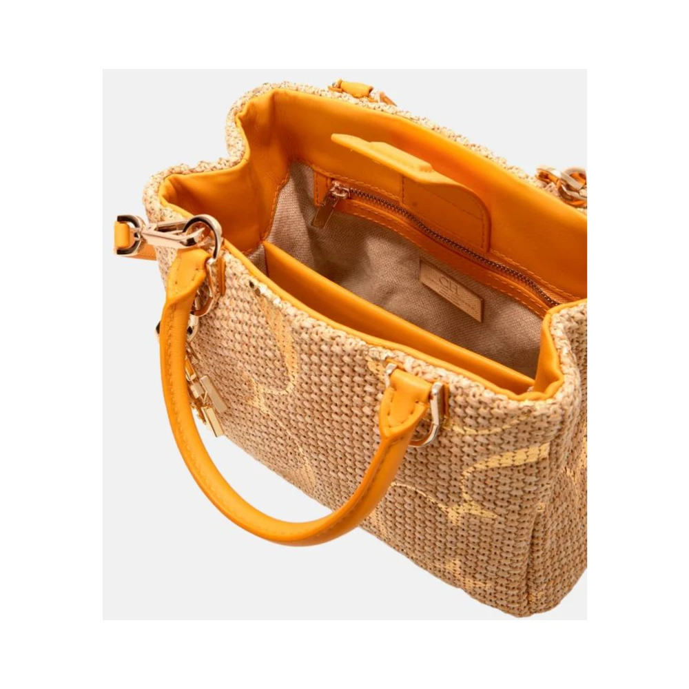 Carolina Herrera Rafia Duchess Handtas met Gouden Bedel Beige Dames