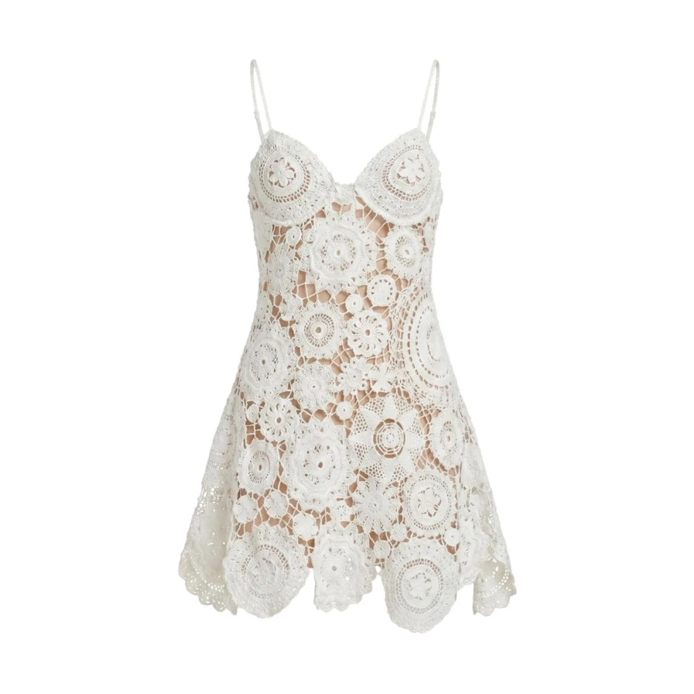 Self Portrait Women's White Short Dresses, M, Dresses