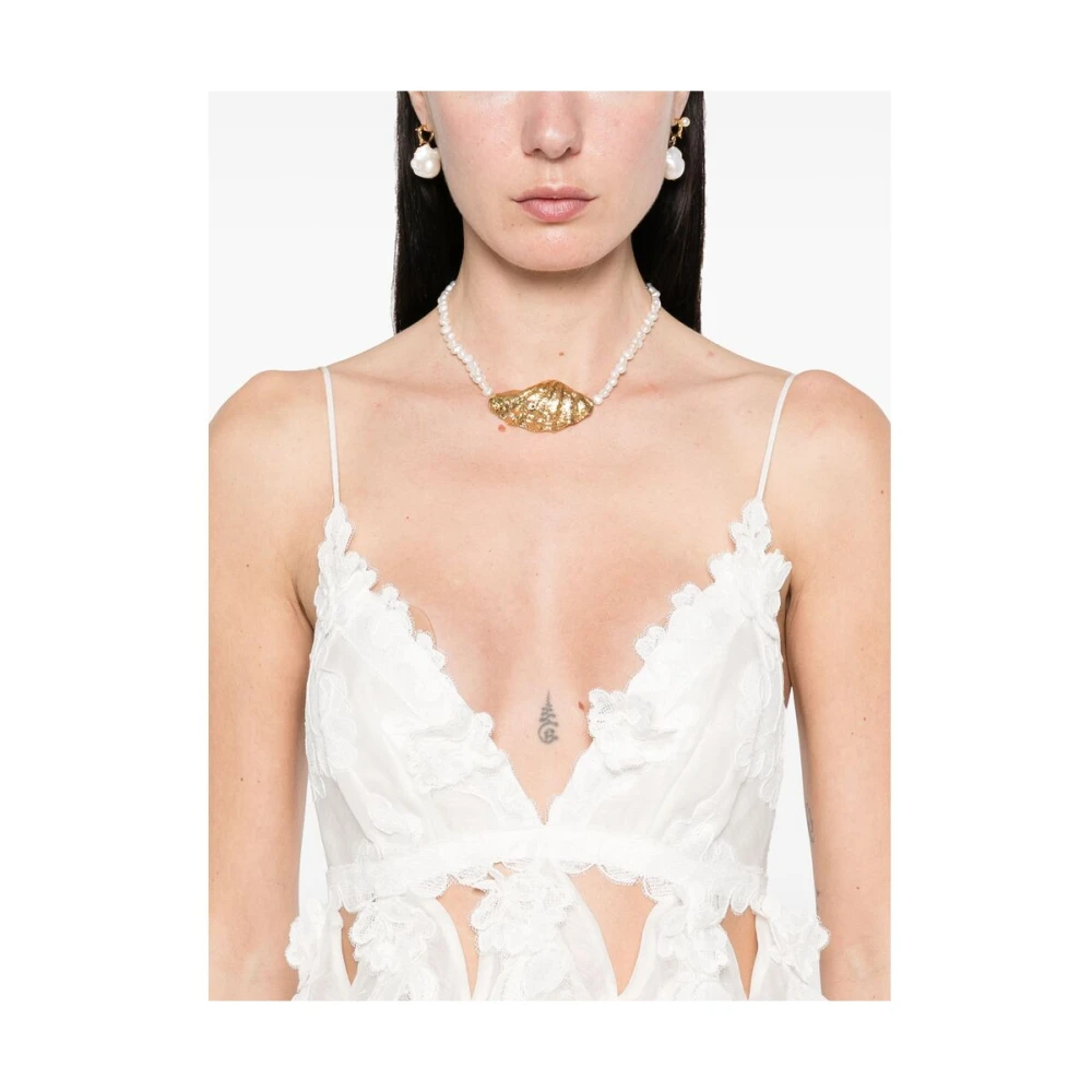 Zimmermann Witte Sweetheart Neck Jurk White Dames