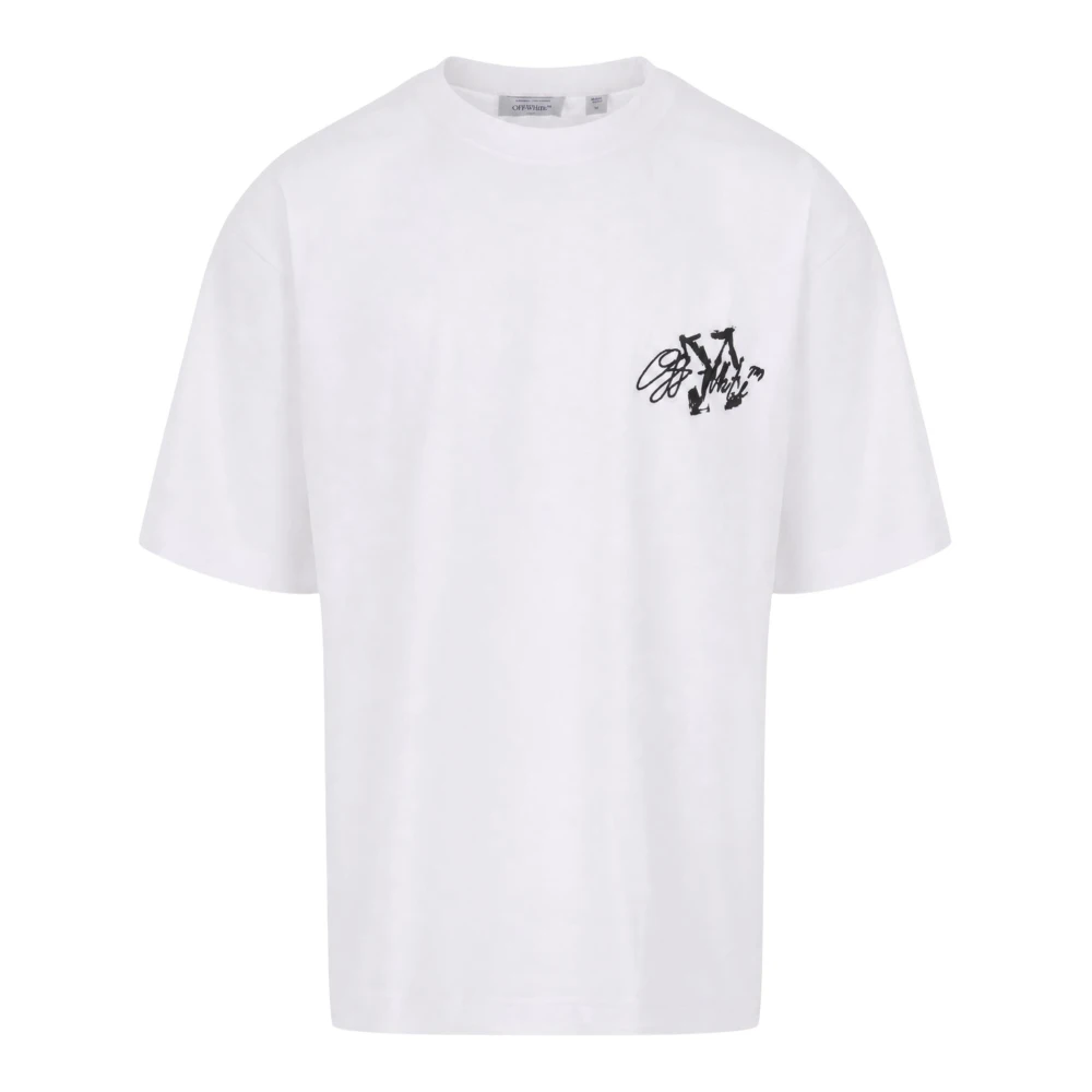Off White Uomo Bianco Off - T-Shirt Con Logo Ricamato - Tops - L - Immagine 4