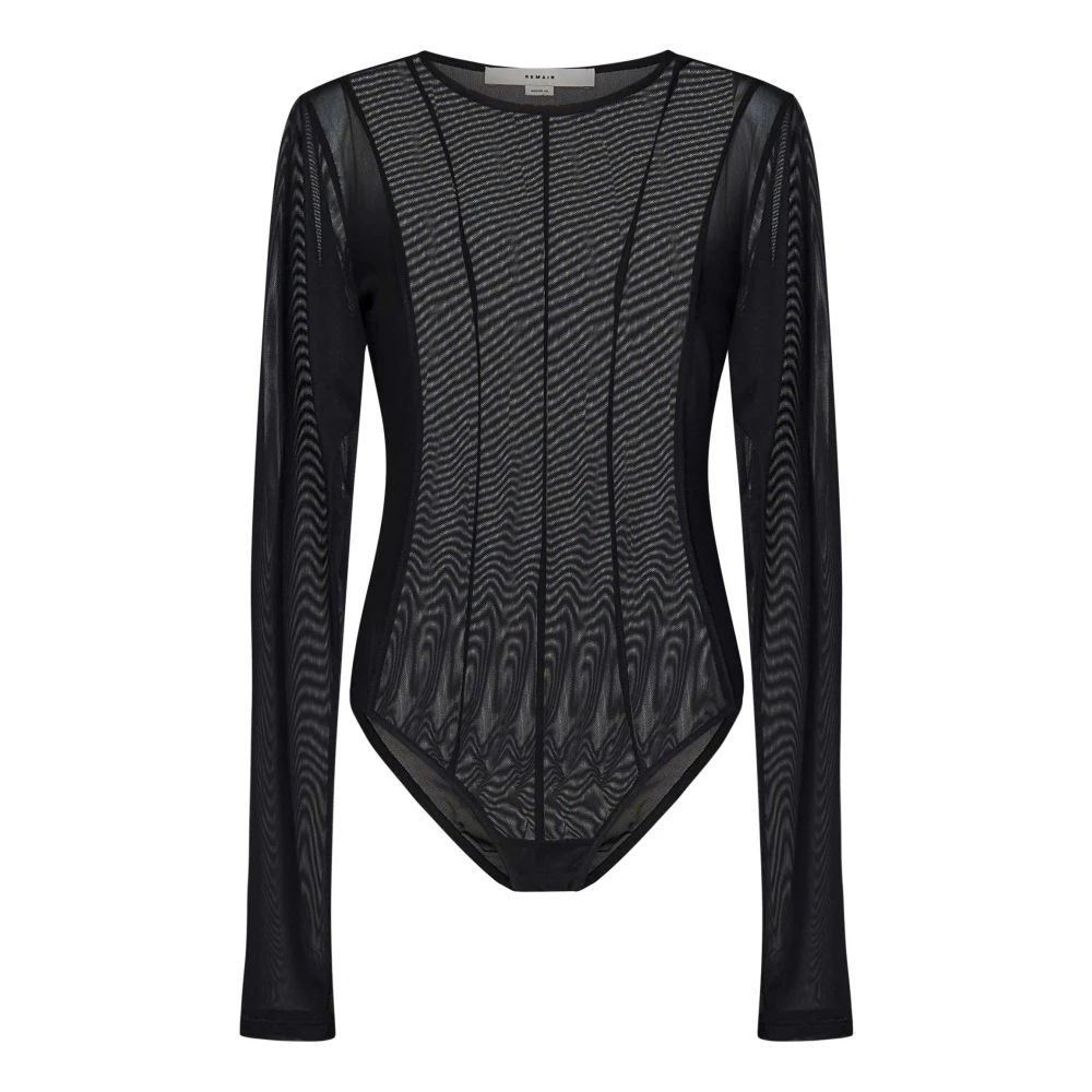 Remain Birger Christensen Zwarte Mesh Longsleeve Top Black Dames