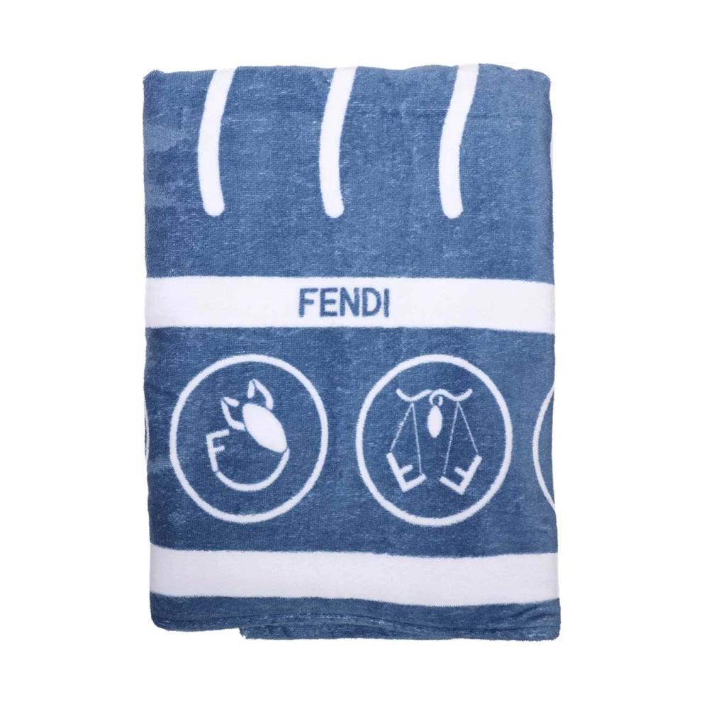 Fendi Katoenen Strandhanddoek Logo Detail Blue Dames