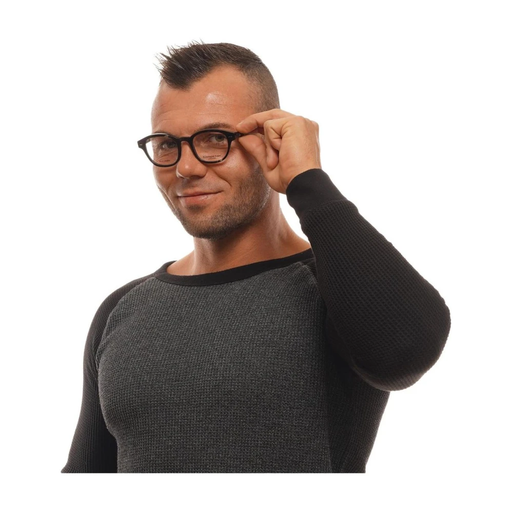 Ermenegildo Zegna Bruine Hoorn Ronde Optische Monturen Brown Heren