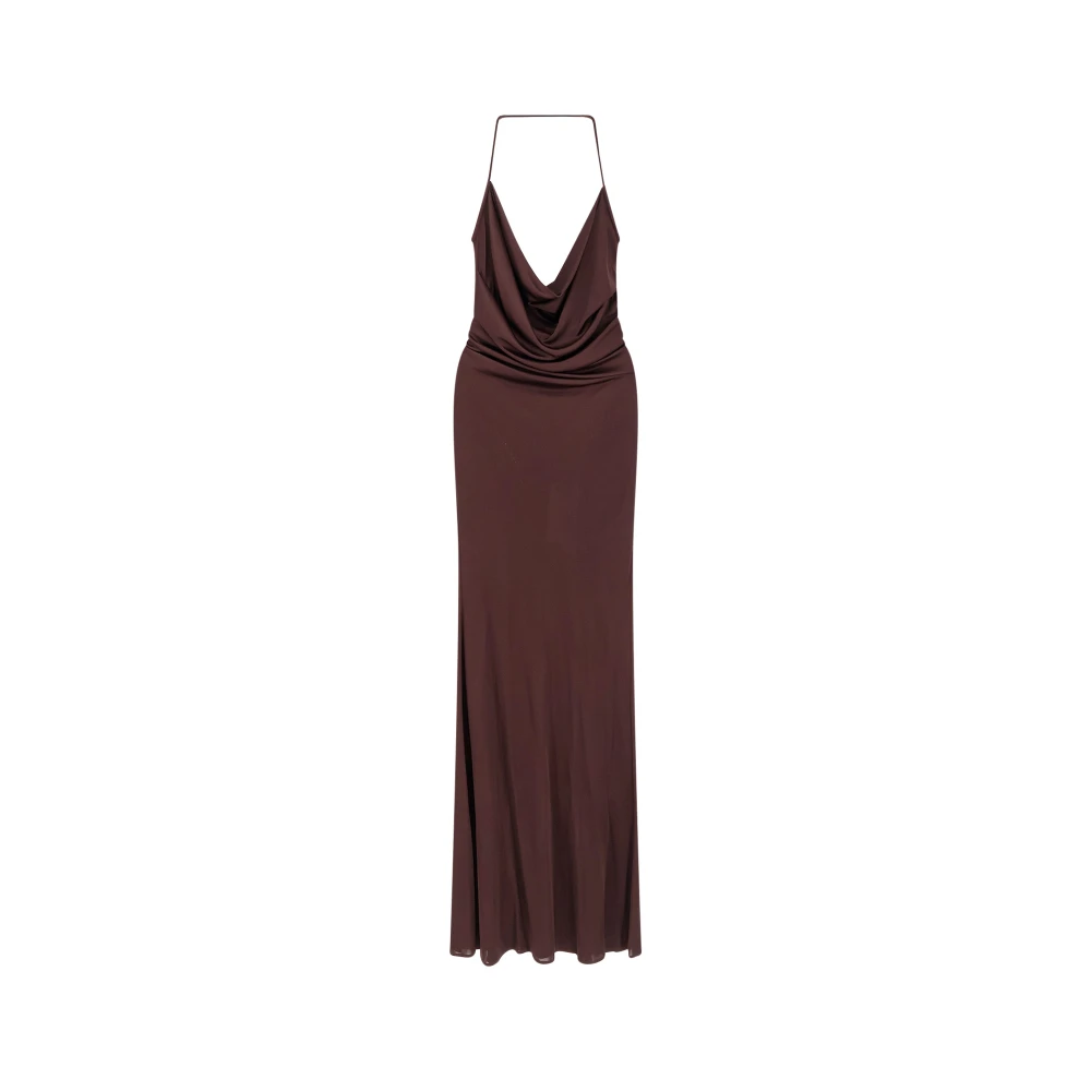 Elisabetta Franchi Women's Brown Draped Back Dress