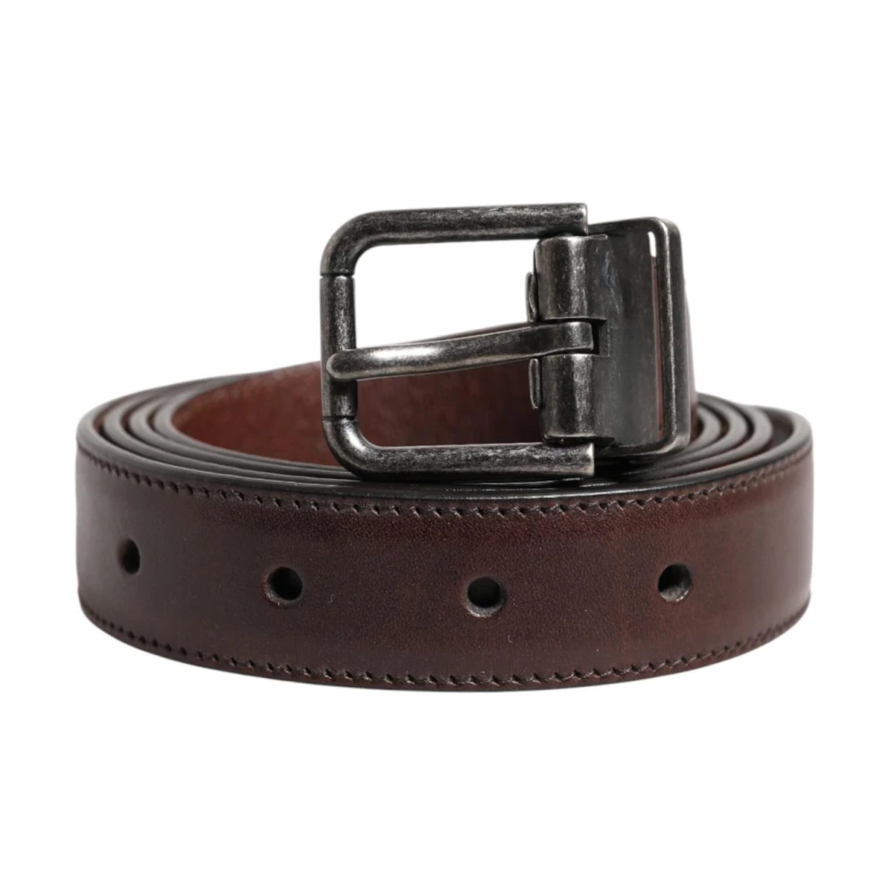 Dolce & Gabbana Herren Braun Ledergürtel Mit Metallschnalle