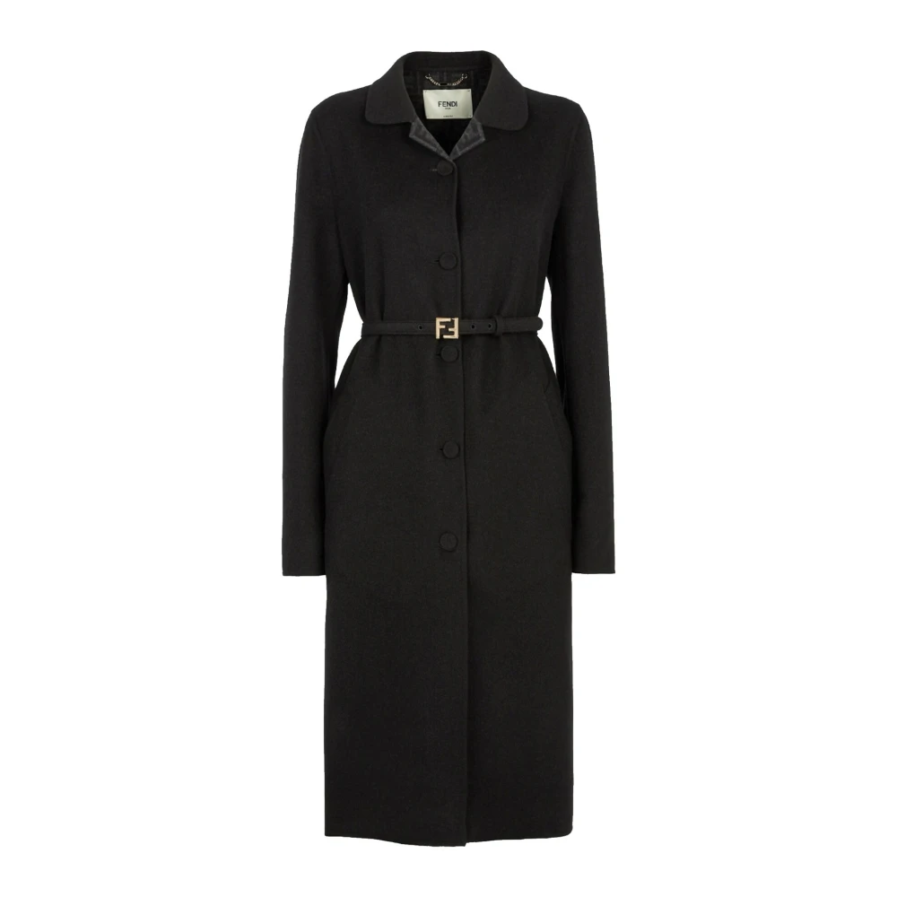 Fendi Single-Breasted Coats Black Dames