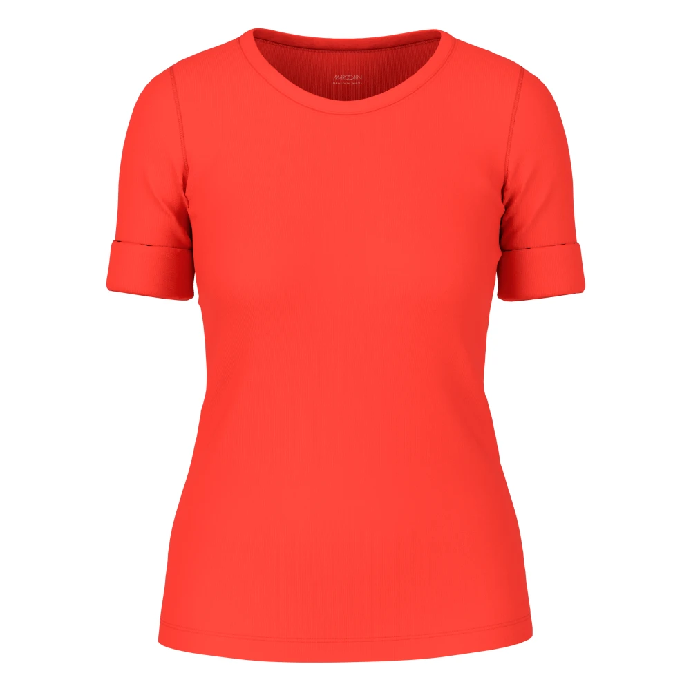 Marc Cain Stretch katoenen geribbeld longsleeve shirt Red Dames