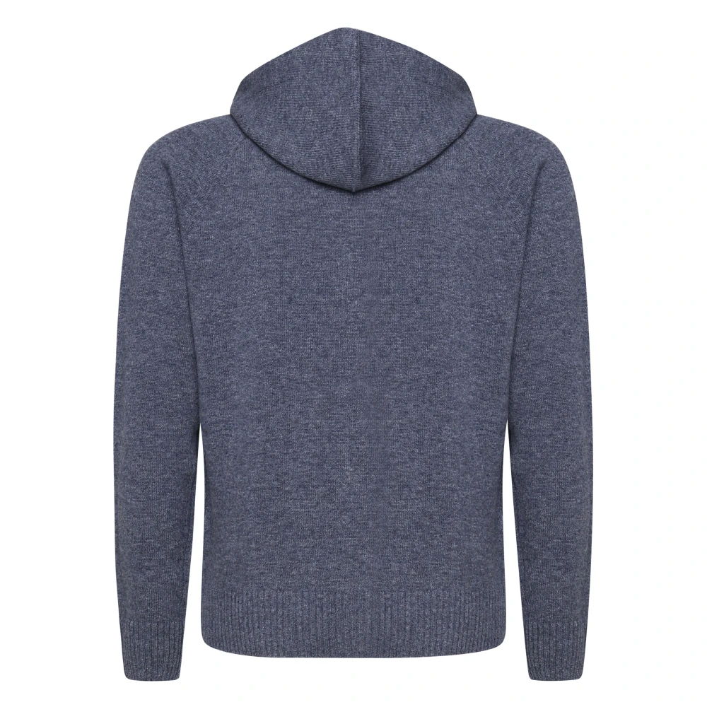 K-way Blauwe Fusion Wol Hooded Rits Sweater Blue Heren