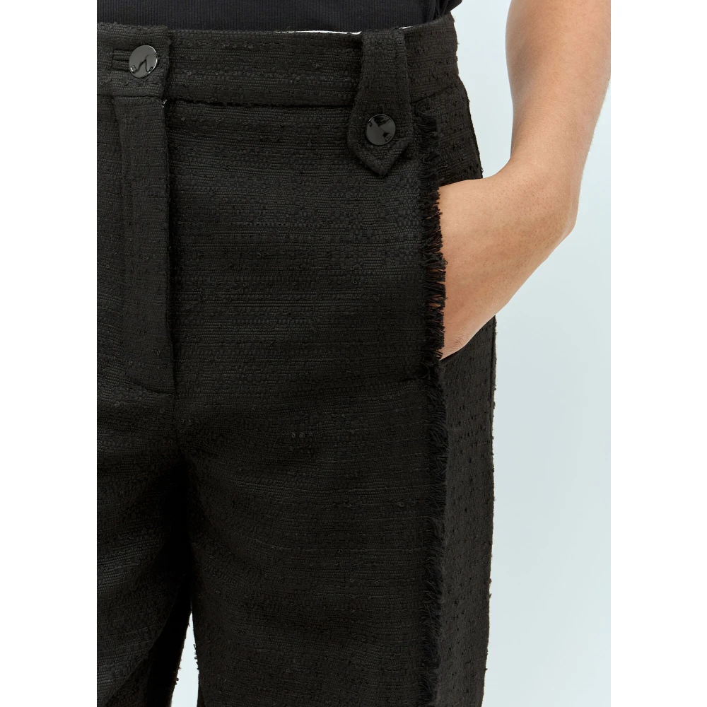 Ganni Gefranjerde Tweed Suiting Broek Black Dames