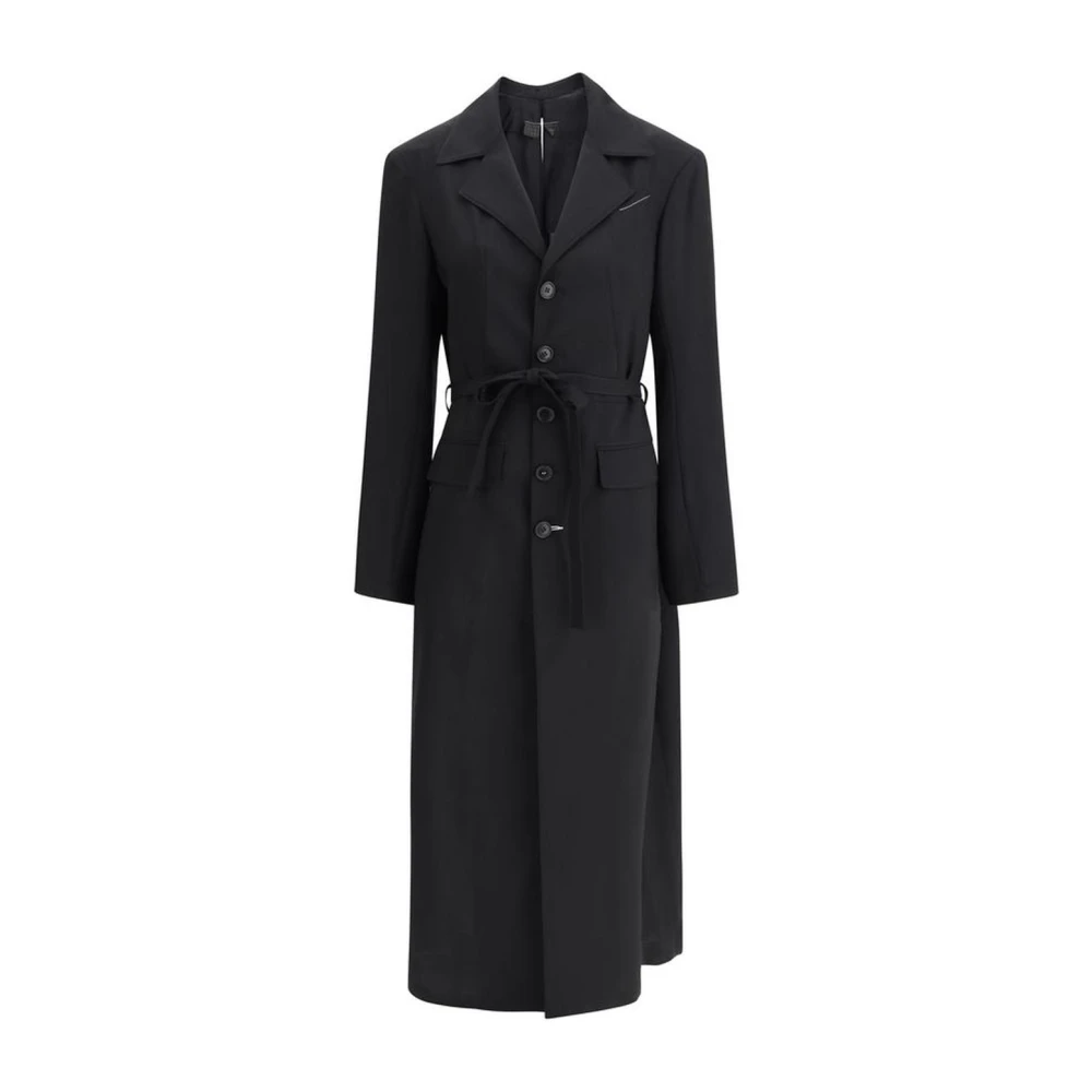 MM6 Maison Margiela Elegante Wollen Trenchcoat met Revers Black Dames