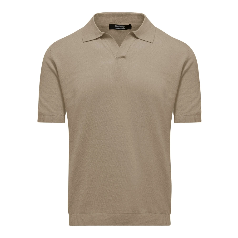 Bomboogie Herr Beige Stickade Tröjor 2XL, Bomull, Polo-Tröja I Linne Och Bomull
