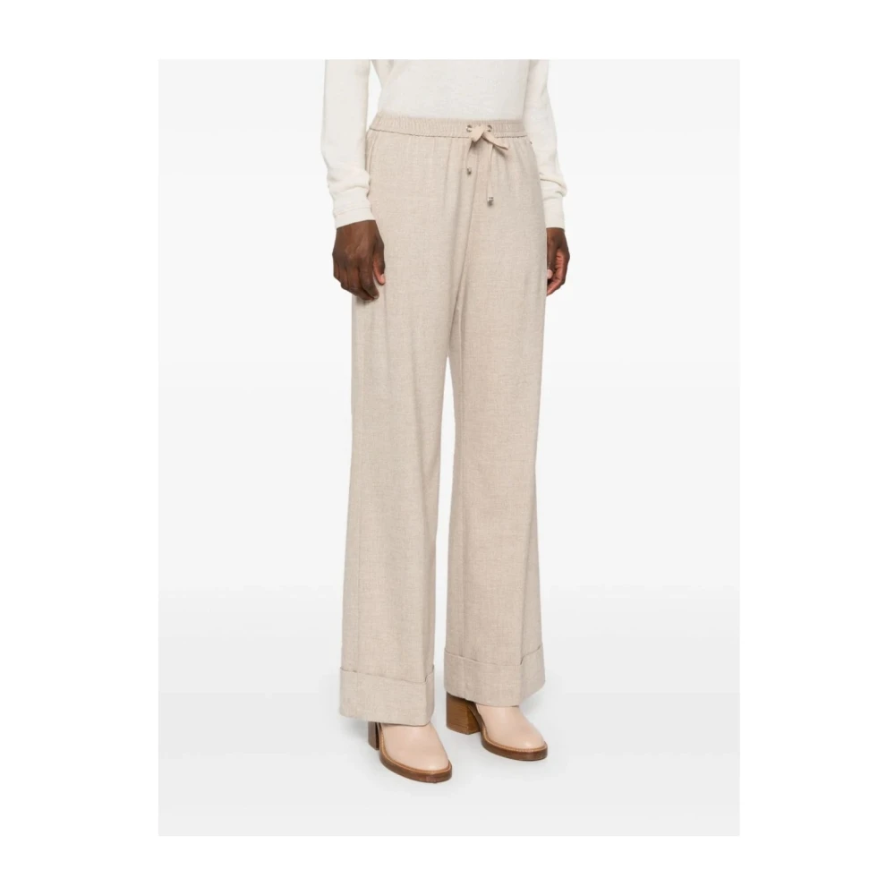 Herno Beige Broek met Elastische Taille Beige Dames