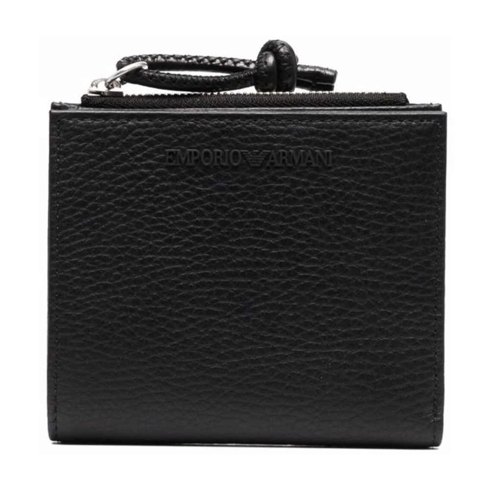 Emporio Armani Slanke Leren Kaarthouder Black Heren