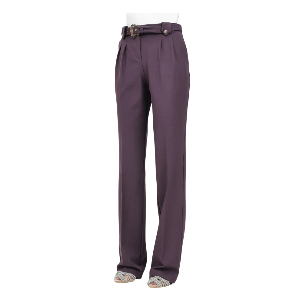 Versace Jeans Couture Paarse Elegante Barok Riem Broek Purple Dames