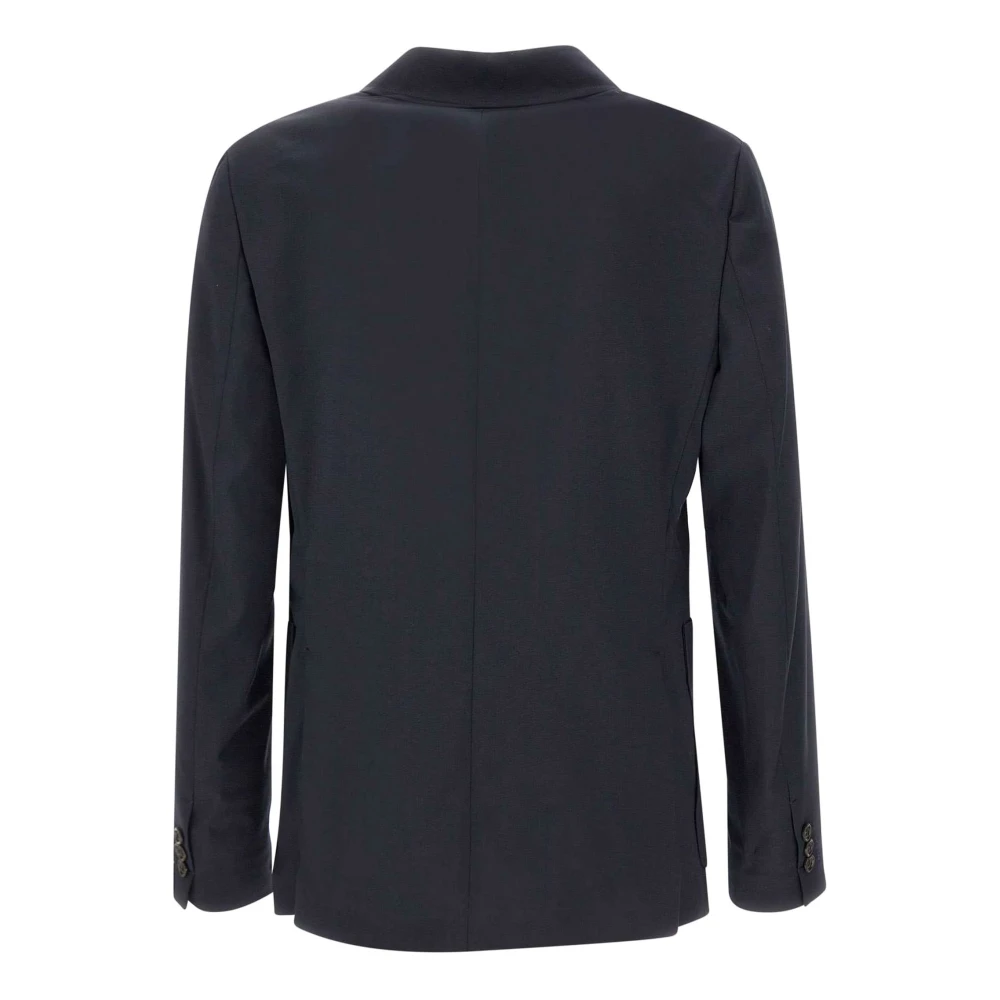Paolo Pecora Zwarte Wollen Blend Double-Breasted Blazer Black Heren