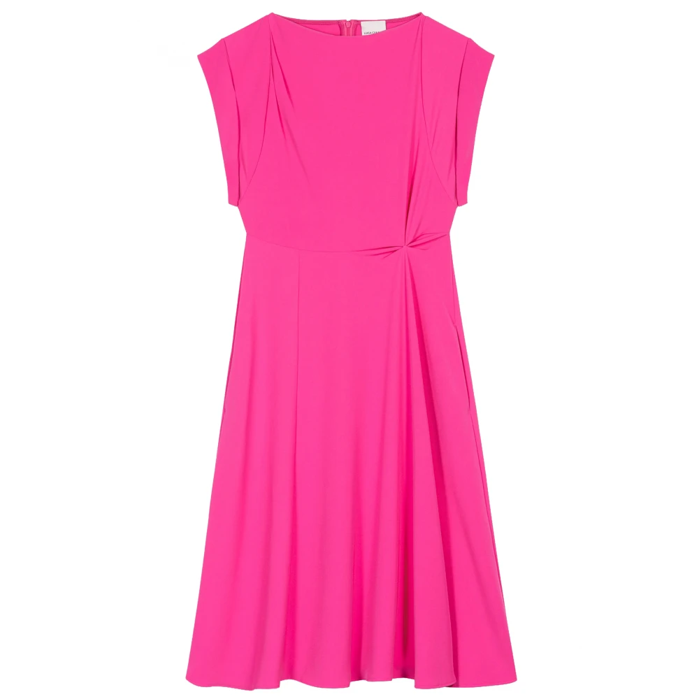 LUISA CERANO Stijlvolle en comfortabele midi-jurk met asymmetrische plooien Pink Dames