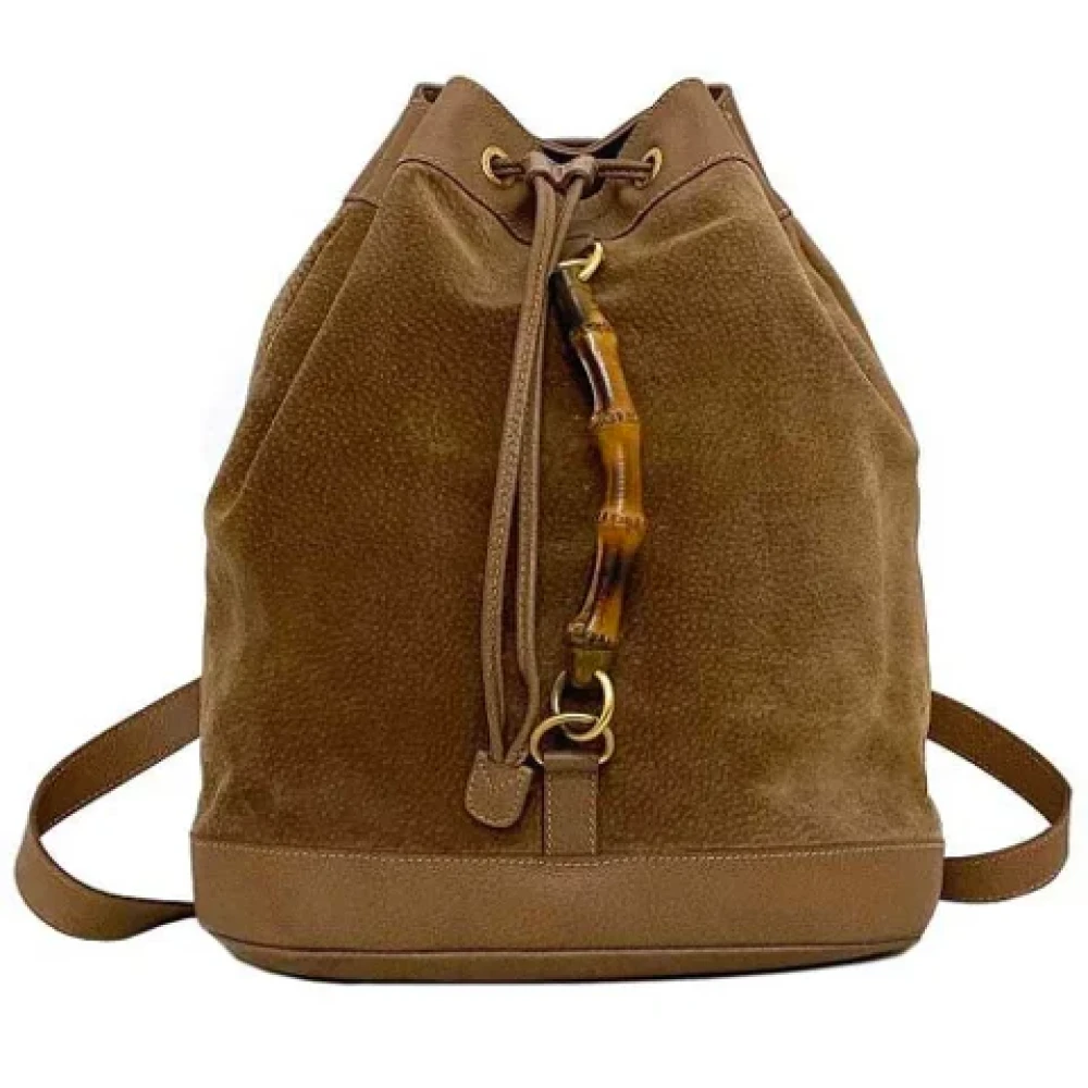 Gucci Vintage Pre-owned Suede backpacks Brown Dames