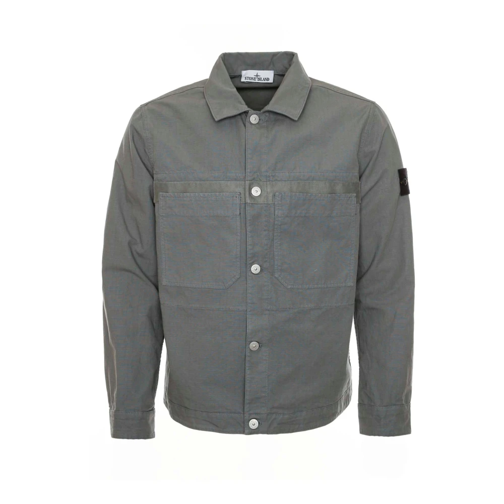 Stone Island Kent Kraag Overshirt Gray Heren