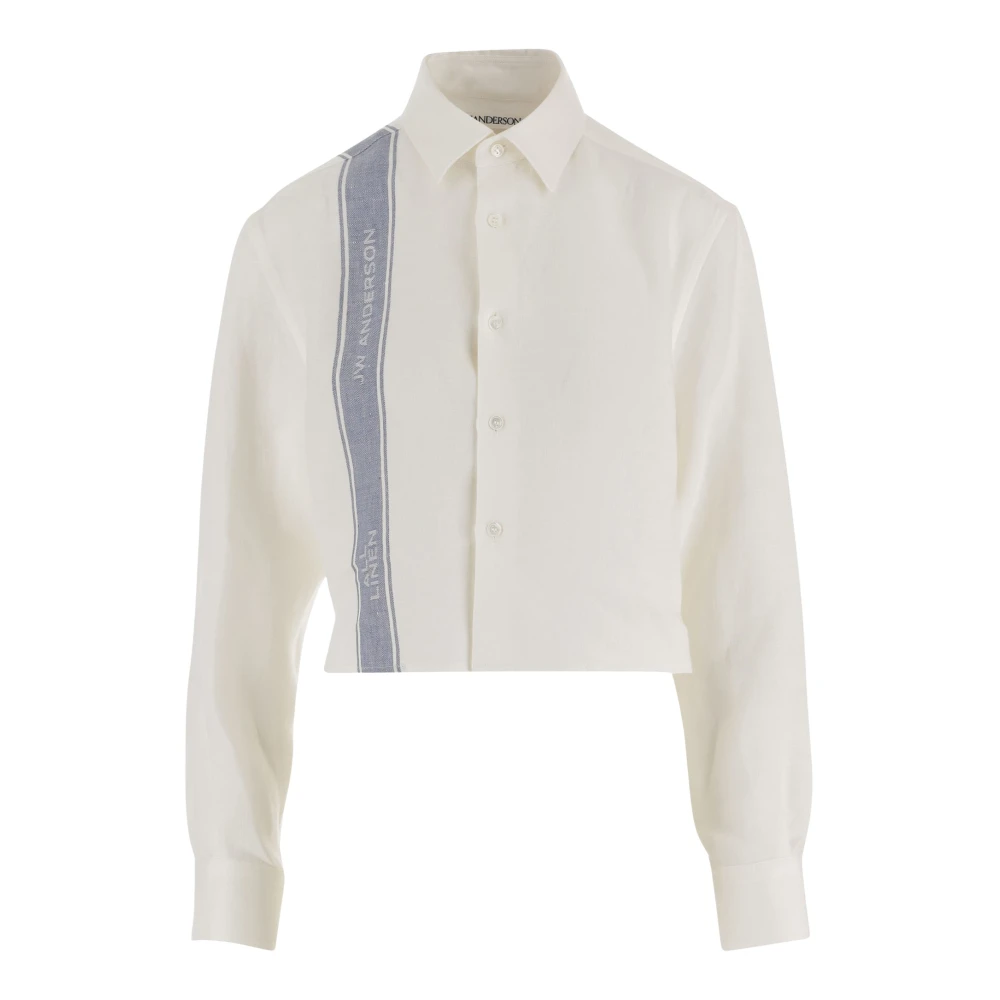 Jw Anderson Women's White Crop Linen Shirt - Shirts - Xs - Blouses & Shirts