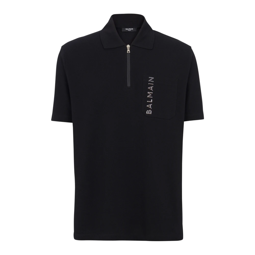 Balmain Gelamineerde Rits Polo Black Heren