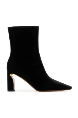 Svarta Tyg Ankelboots 8cm Klack