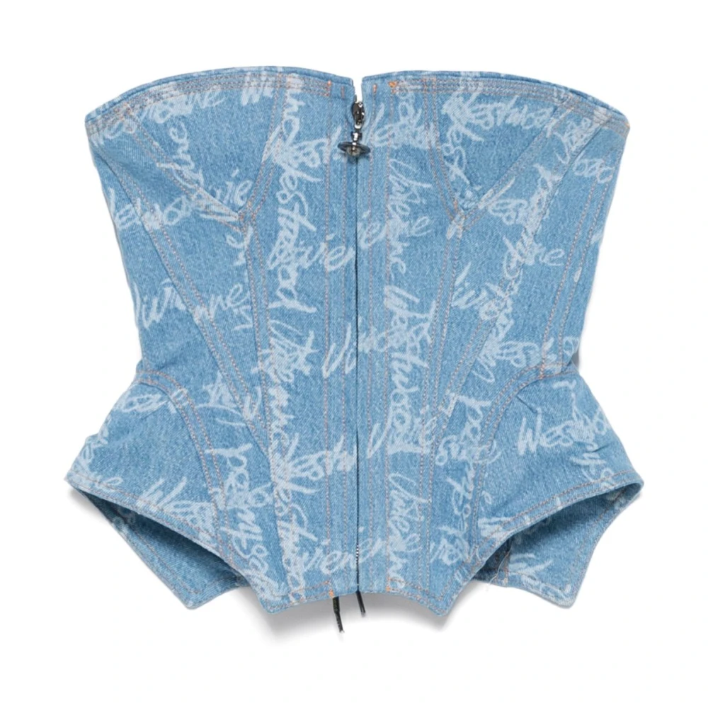 Vivienne Westwood Blauwe Logo Print Lace-Up Top Blue Dames